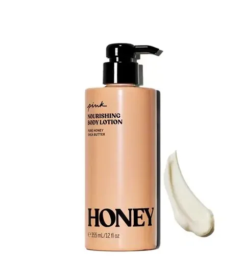 Pink nourishing body lotion infused with pure honey & shea butter